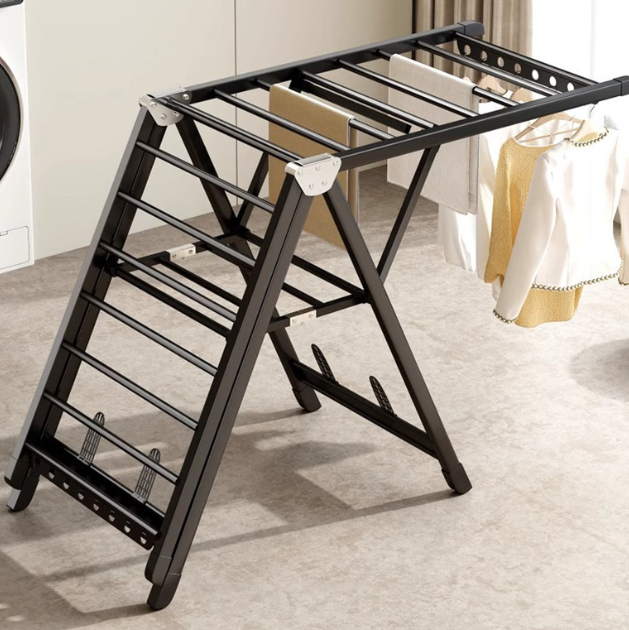 ISURAUL Foldable Clothes Drying Rack, Sturdy Metal Laundry Drying Rack, Height-Adjustable, for Indoor Outdoor
