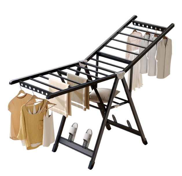 ISURAUL Foldable Clothes Drying Rack, Sturdy Metal Laundry Drying Rack, Height-Adjustable, for Indoor Outdoor