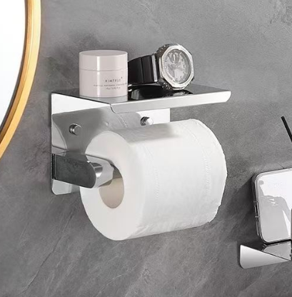 ISURAUL Toilet Paper Holder with Phone Shelf,Rustproof & Multifunctional Stainless Steel