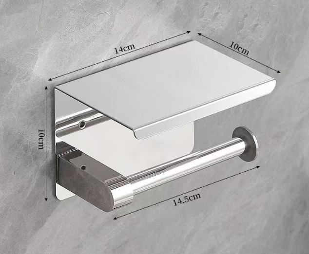 ISURAUL Toilet Paper Holder with Phone Shelf,Rustproof & Multifunctional Stainless Steel
