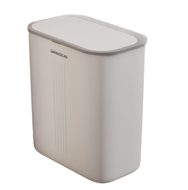 ISURAUL Trash Can with Lid, Waste Basket for Bathroom, Kitchen, Bedroom, Powder Room, Off White